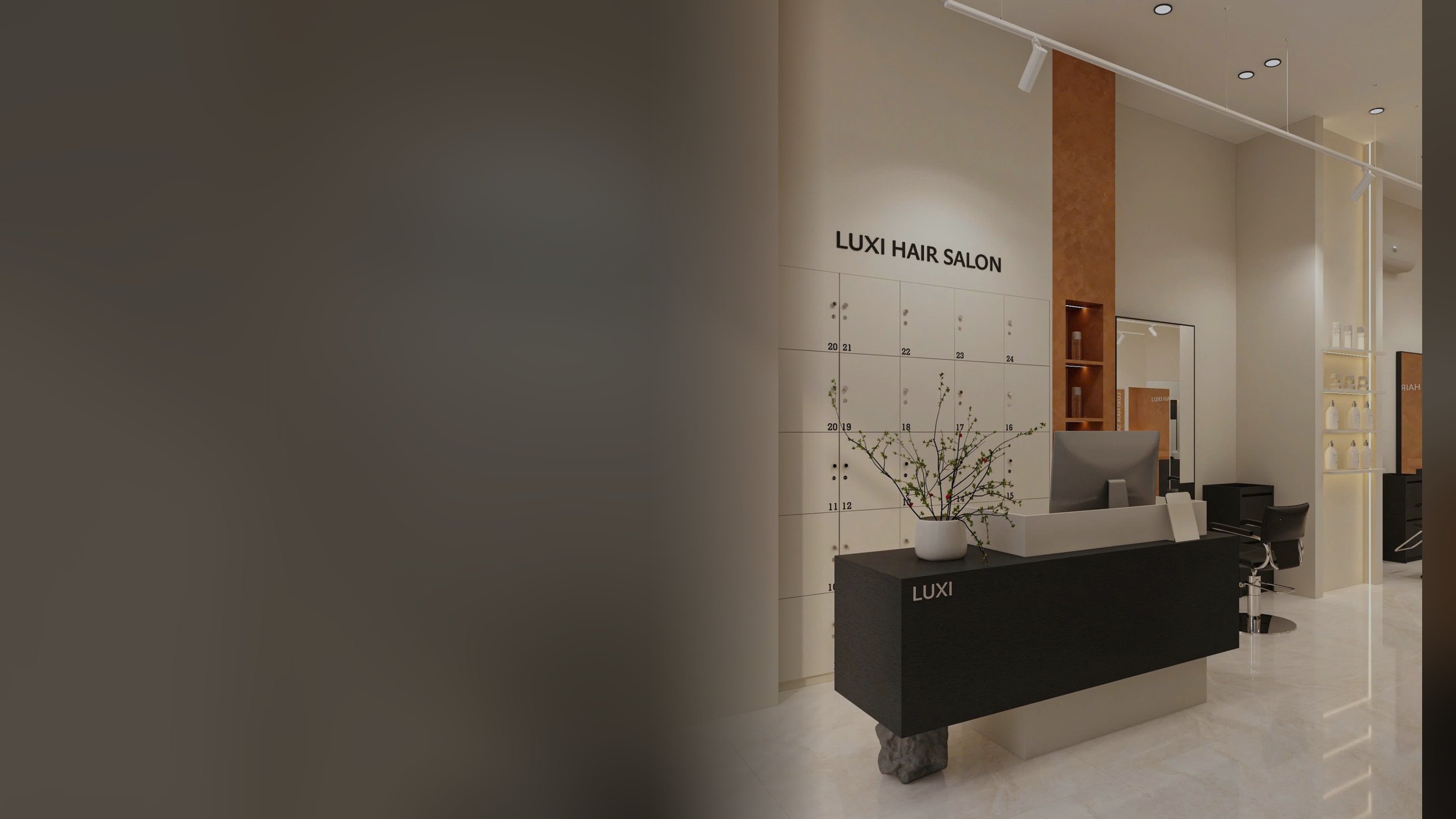 Quầy lễ tân và không gian LUXI Hair Salon Quận 10