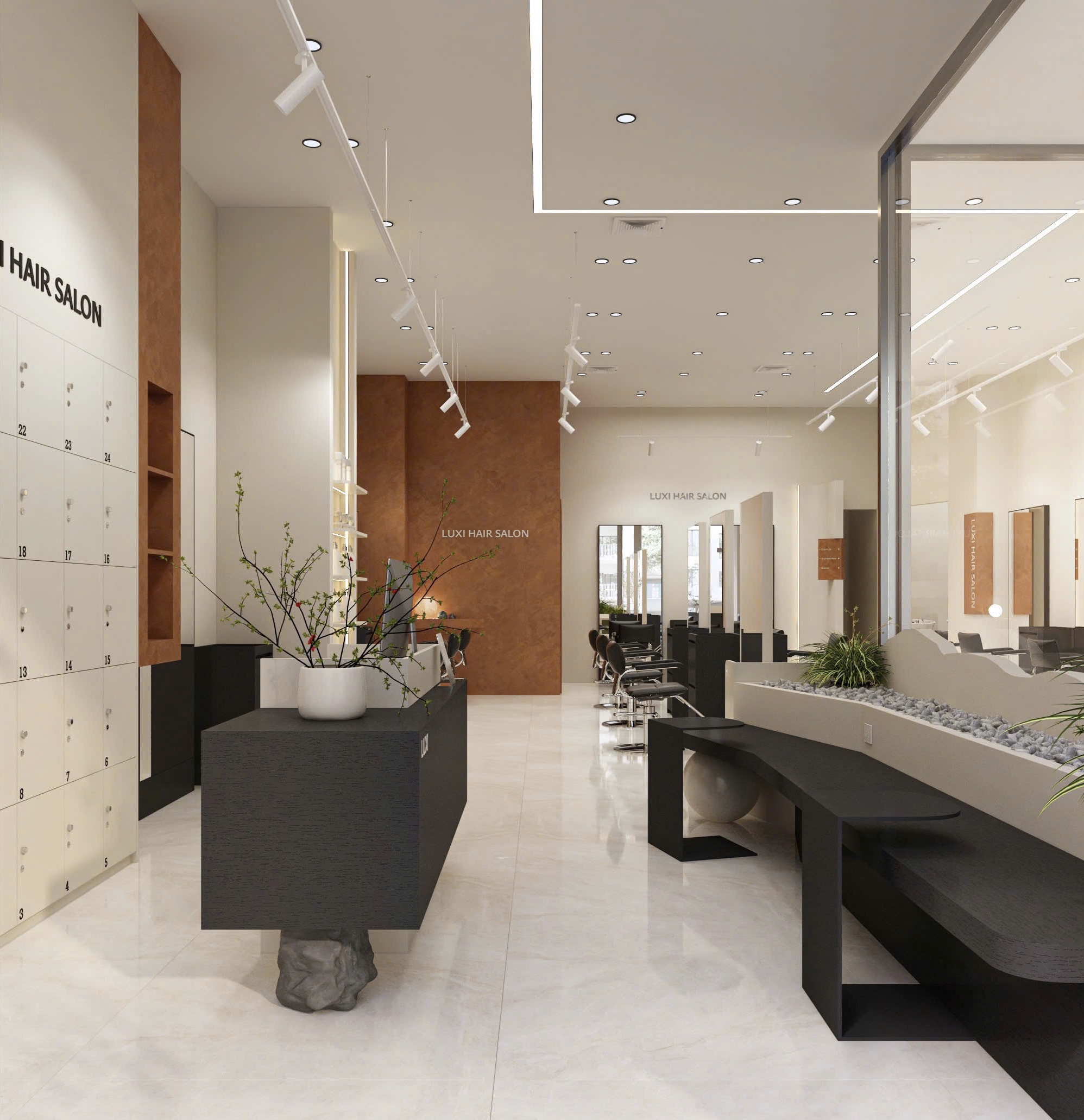 Không gian làm tóc hiện đại bên trong LUXI Hair Salon